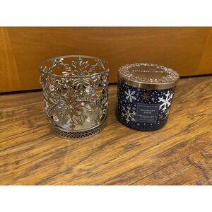 NEW Bath & Body Works Midnight Snow Candle Holder 3 Wick Set